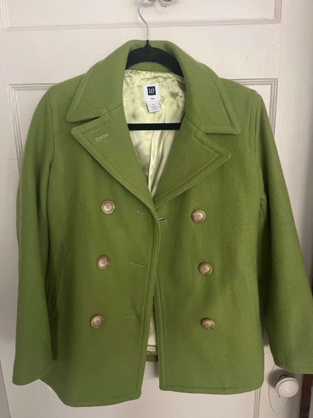 GAP Olive Green Double-Breasted Peacoat